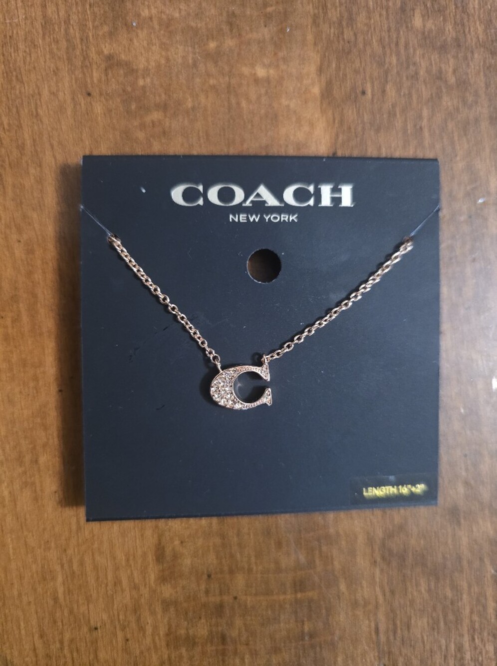 COACH Rose Gold Crystal C Necklace - Women